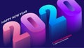 Three-dimensional Gradient Numbers - 2020, 2020 Font Design